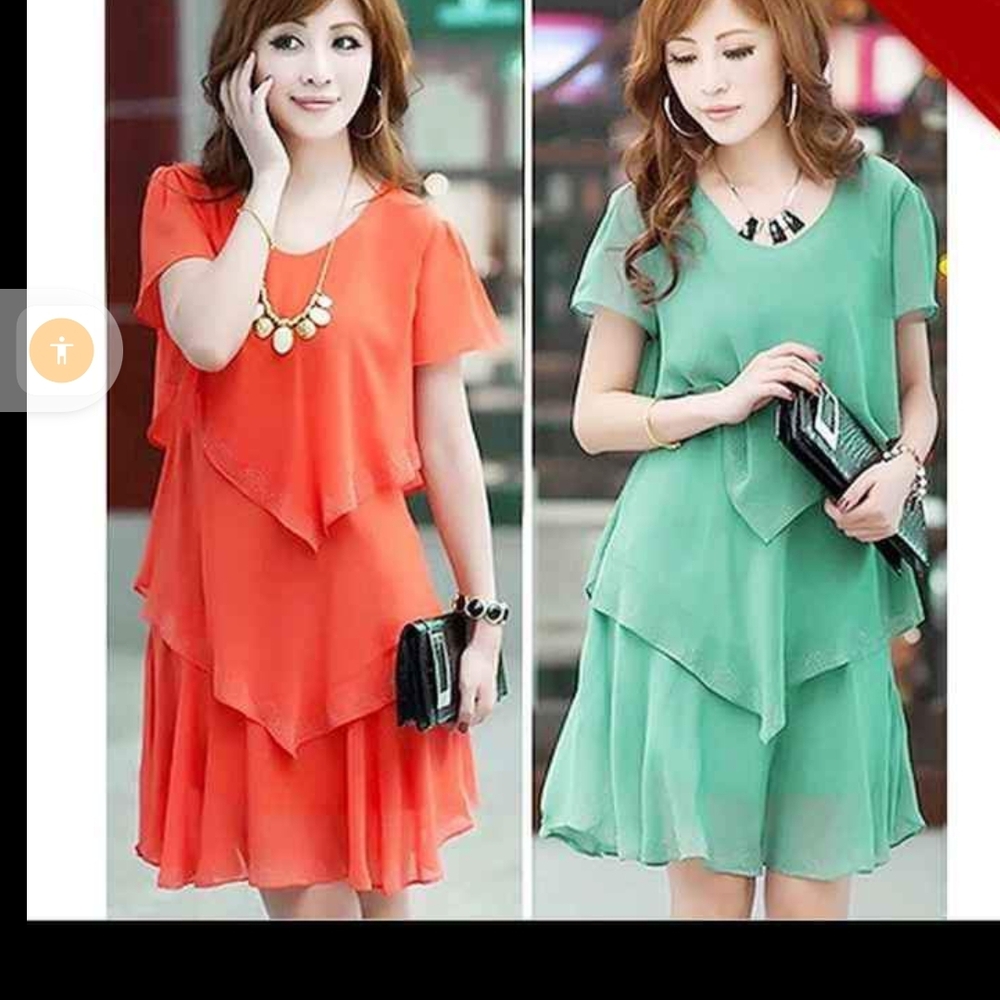 NEW Elegant Rhinestones Ladies Chiffon Layered Dress
